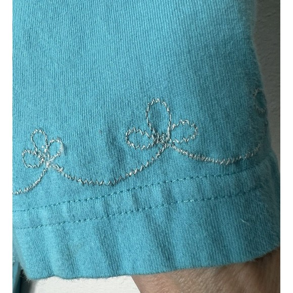 J EEVAN Life Wear Women’s SZ XL Turquoise Metallic Floral Embroidered Long Robe - Picture 5 of 13